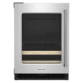 Front Zoom. KitchenAid - 14-Bottle Dual Zone Beverage Cooler with Glass Door and Wood-Front Racks - Black cabinet/stainless steel doors.