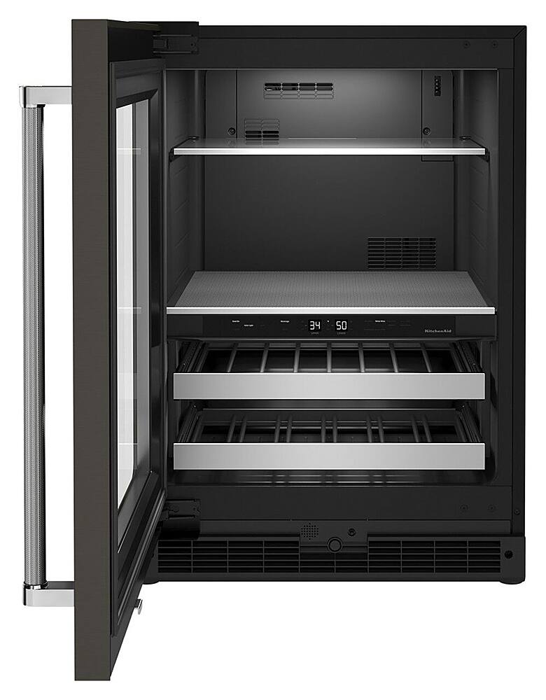 Alt View 11. KitchenAid - 14-Bottle Dual Zone Beverage Cooler with Glass Door and Metal-Front Racks - Black Stainless.
