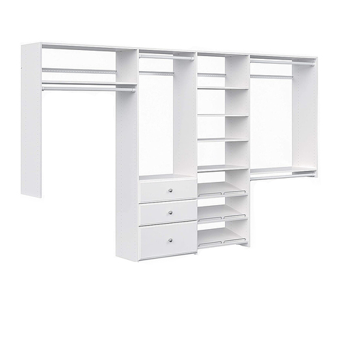 Easy Track - Dual Tower Closet Storage Organizer with Shelves and Drawers - White