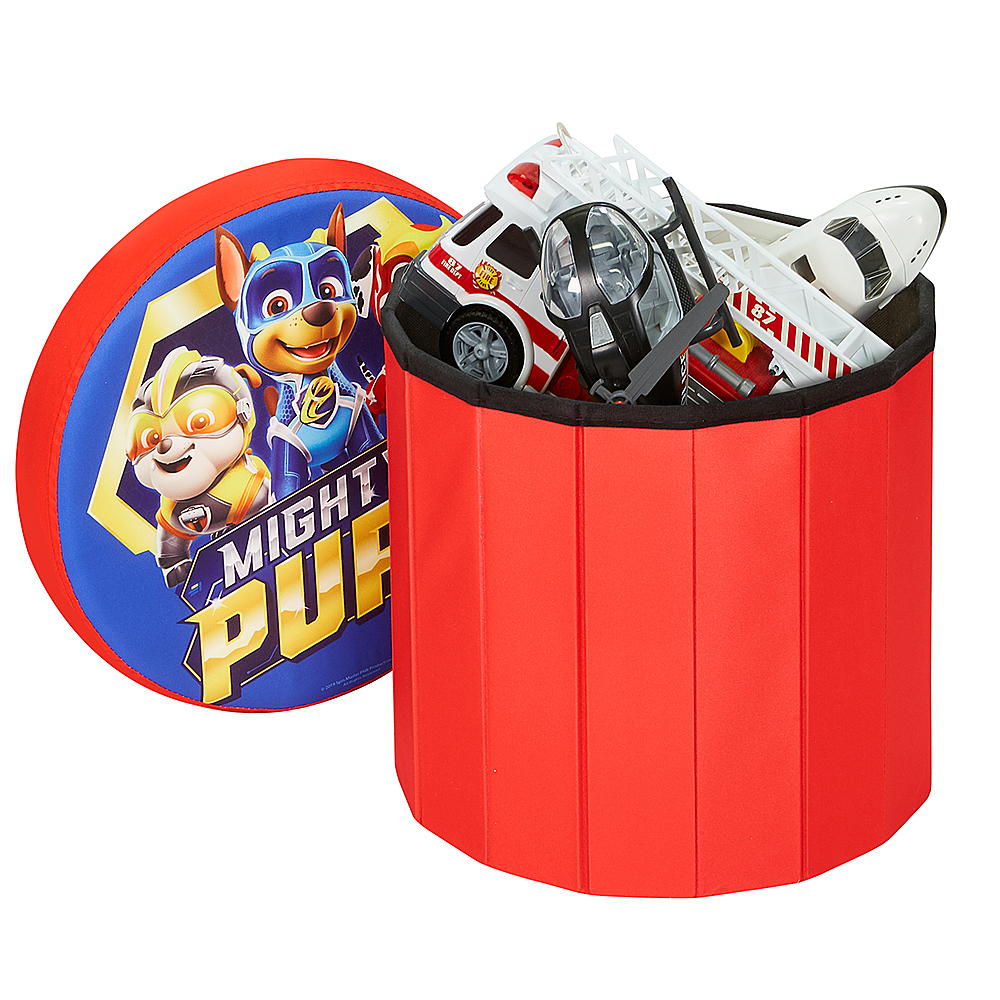 Fresh Home Elements 15-Inch Round Portable Toy Chest and Ottoman Paw Patrol 