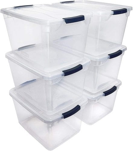 RubberMaid - Plastic Storage Tote Container with Lid (6 Pack)