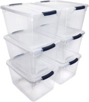 RubberMaid - Plastic Storage Tote Container with Lid (6 Pack) - Front_Zoom