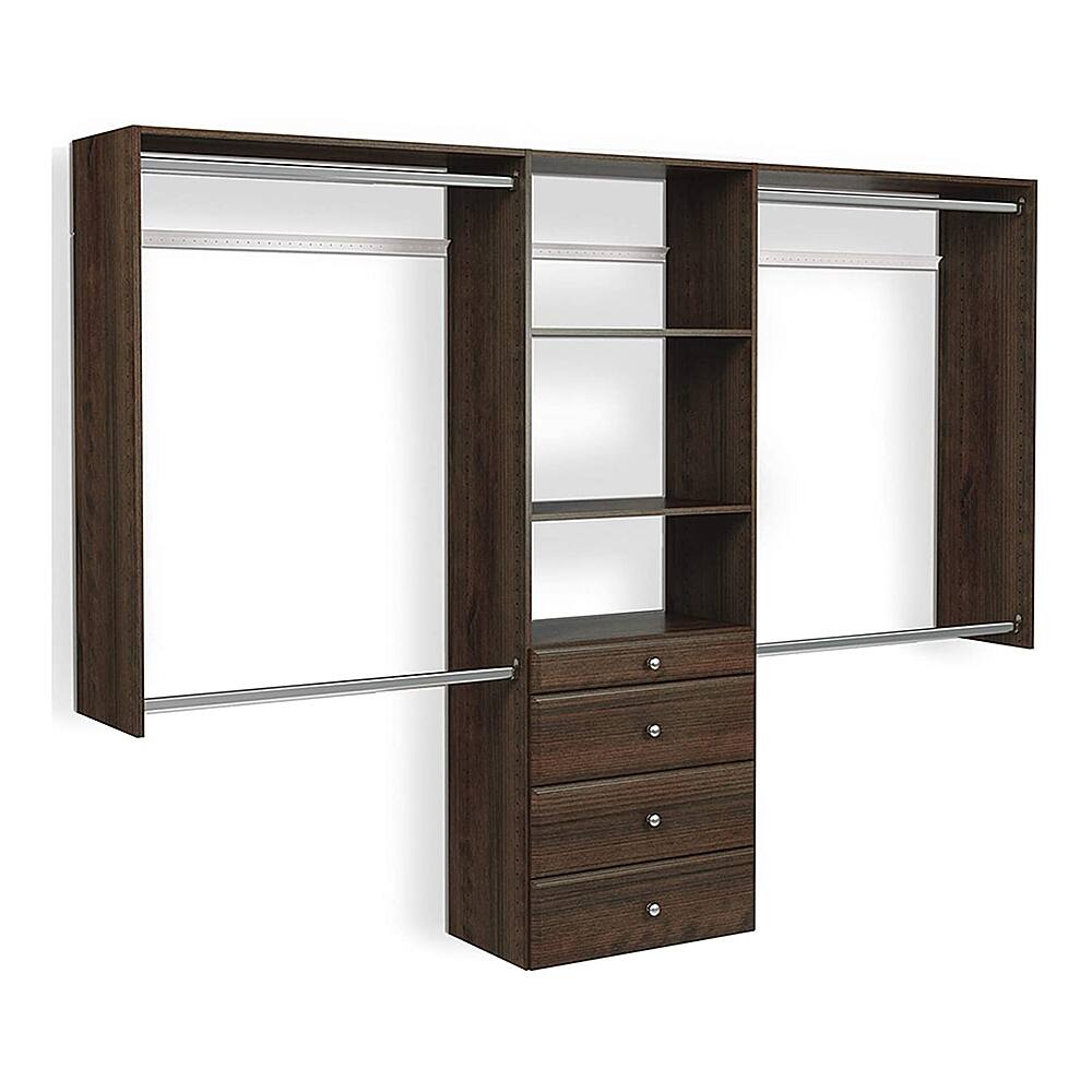 Front. Easy Track - Deluxe Tower Closet Storage Organizer with Shelves & Drawers - Truffle.