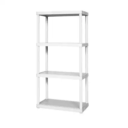 Front. Gracious Living - Easily Assembled Light Duty Solid Plastic Shelving Unit - White.