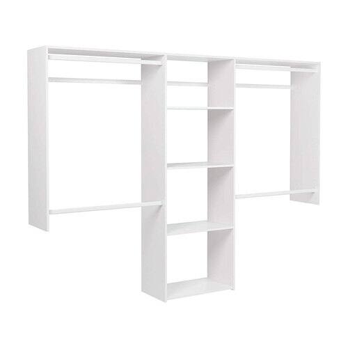 Easy Track - Deluxe Starter Closet Storage Organizer System with Shelves - White