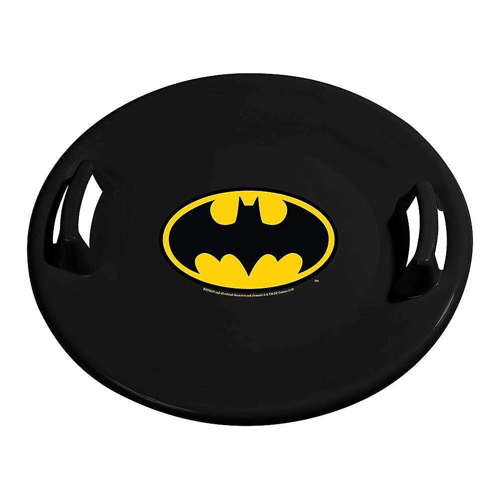Angle. Slippery Racer - Downhill Pro Batman Plastic Saucer Disc Snow Sled - Black.