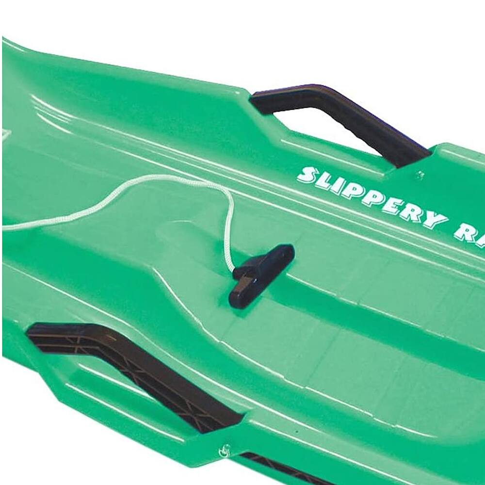 Alt View 11. Slippery Racer - Downhill Thunder Kids Toddler Plastic Toboggan Snow Sled - Green.