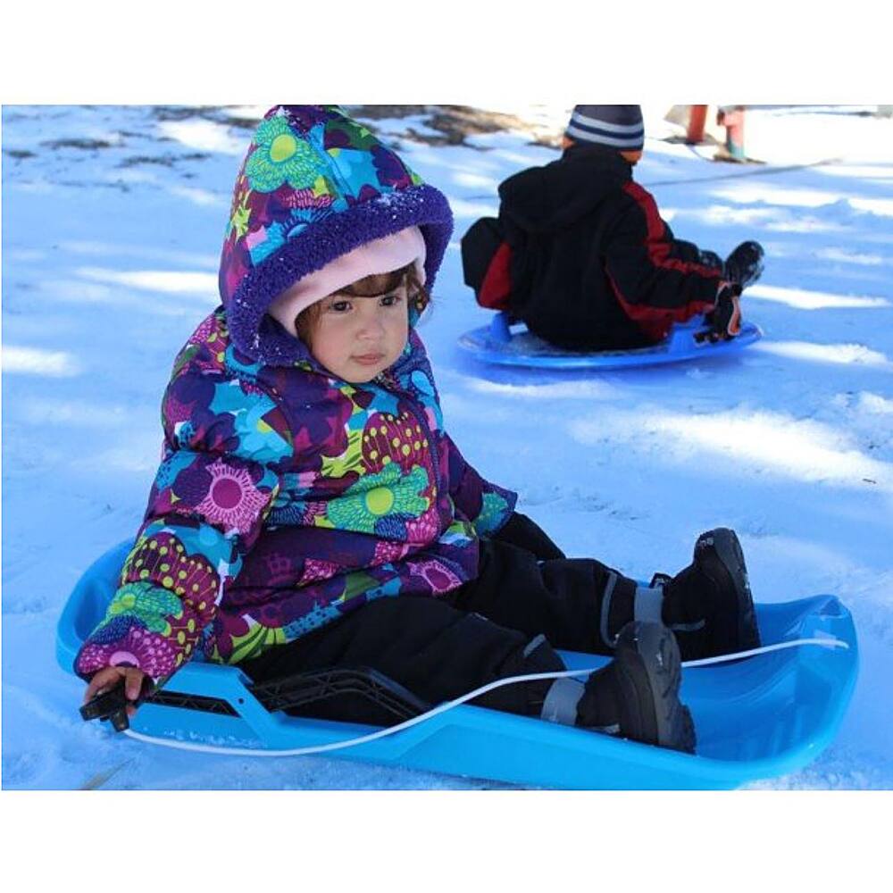 Alt View 12. Slippery Racer - Downhill Thunder Kids Toddler Plastic Toboggan Snow Sled - Green.
