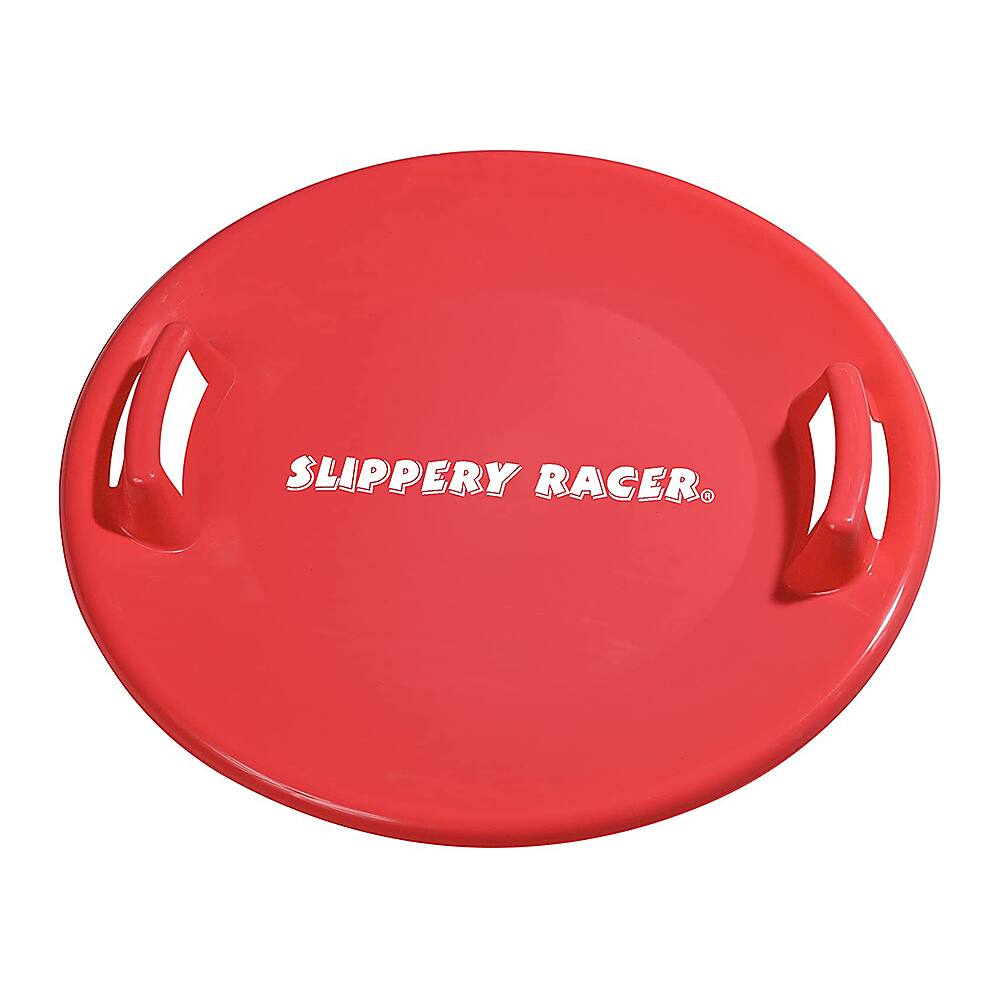 Angle. Slippery Racer -  Downhill Pro Adults and Kids Plastic Saucer Disc Snow Sled - Red.