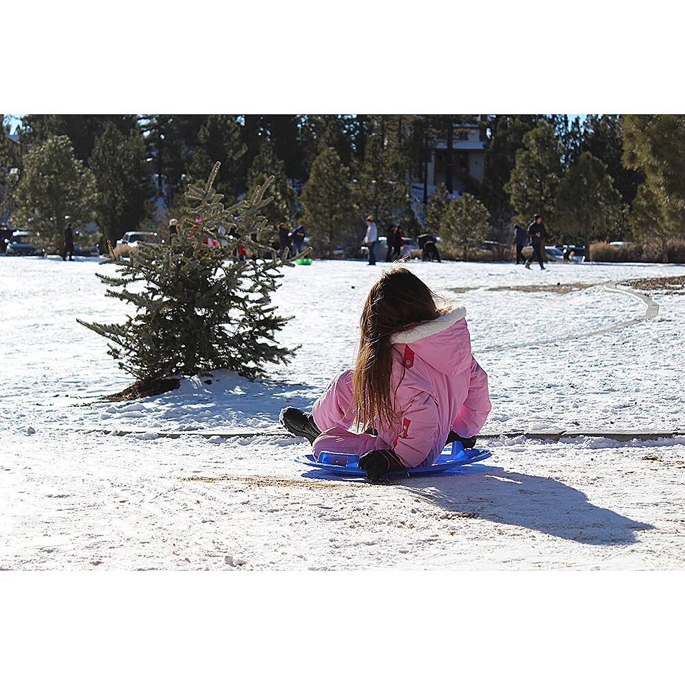 Left. Slippery Racer -  Downhill Pro Adults and Kids Plastic Saucer Disc Snow Sled - Red.