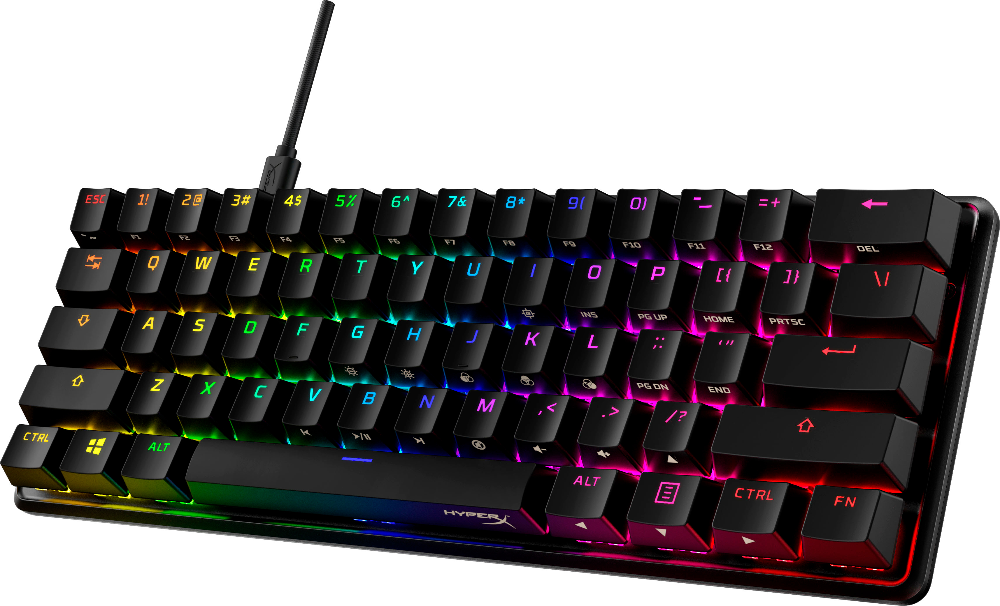 Left View: HyperX - Alloy Origins 60% Wired Mechanical Linear Red Switch Gaming Keyboard and RGB Back Lighting - Black