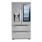 Front. LG - 28 Cu. Ft. 4-Door French Door Smart Refrigerator with Dual Ice - Stainless Steel.