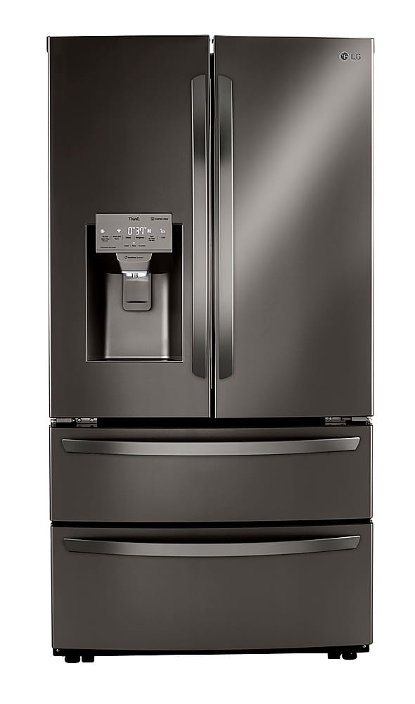 LG - 28 Cu. Ft. 4-Door French Door Smart Refrigerator with Dual Ice - Black Stainless Steel - Front_Zoom