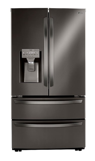 Front Zoom. LG - 28 cu.ft. 4 Door French Door with Dual Ice with Craft Ice, Double Freezer and Smart Wi-Fi Enabled - Black stainless steel.