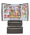 Left Zoom. LG - 28 cu.ft. 4 Door French Door with Dual Ice with Craft Ice, Double Freezer and Smart Wi-Fi Enabled - Black stainless steel.