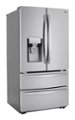 Angle Zoom. LG - 28 Cu.Ft. 4 Door French Door Smart Refrigerator with Dual Ice with Craft Ice and Double Freezer - Stainless steel.