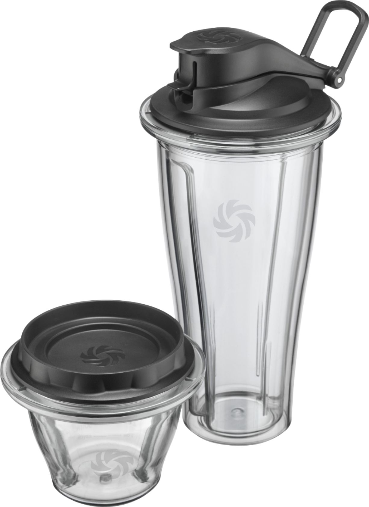 Left View: Ninja - 16 oz. Single Serve Cups with Lids (2-Pack) - Clear