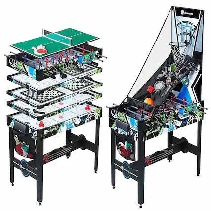 Alt View 11. MD Sports - 12 in 1 Combo Manual Scoring System Multi Game Room Table - Multi.