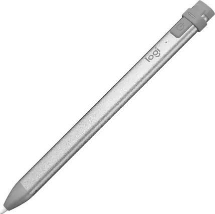 Front. Logitech - Crayon Digital Pencil for All Apple iPads (2018 releases and later) - Mid Gray.
