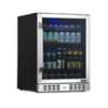 NewAir - 177-Can Built-In Beverage Cooler with Precision Digital Thermostat, Adjustable Shelves, and Triple-Pane Glass - Stainless Steel