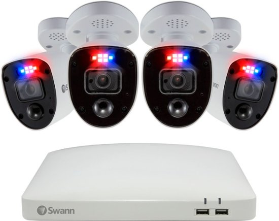 Front Zoom. Swann - Enforcer 8-Channel, 4-Camera Indoor/Outdoor Wired 4K UHD 2TB DVR Security Camera Surveillance System - White.