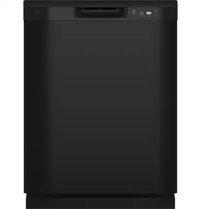 Front. GE - Front Control Dishwasher with 60dBA - Black.