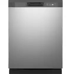 GE - 24" Front Control Built-In Plastic Tub Dishwasher with Extra Heavy Duty Wash Cycle and 60dBA - Stainless Steel - Front_Zoom