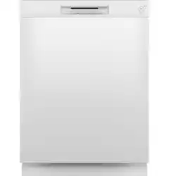 Hotpoint - 24" Front Control Built-In Plastic Tub Dishwasher with Water Leak Sensor and 60dBA - White - Front_Zoom