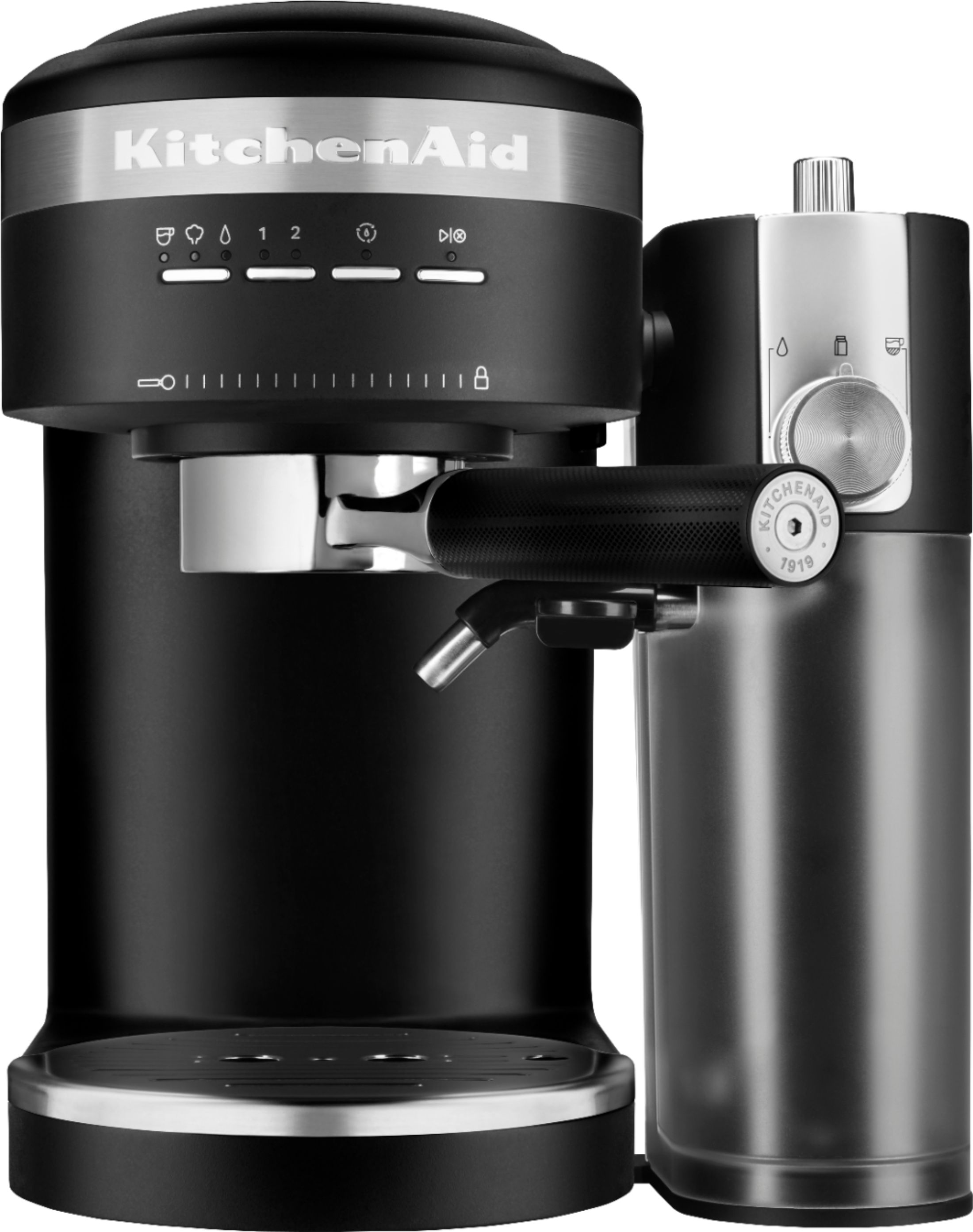 PREMIUM Espresso Machine and Cappuccino Maker Black w/ Milk Frother Attachment 