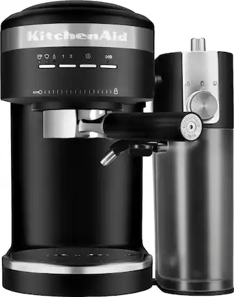 Front. KitchenAid - Semi-Automatic Espresso Machine and Automatic Milk Frother Attachment - Matte Black.