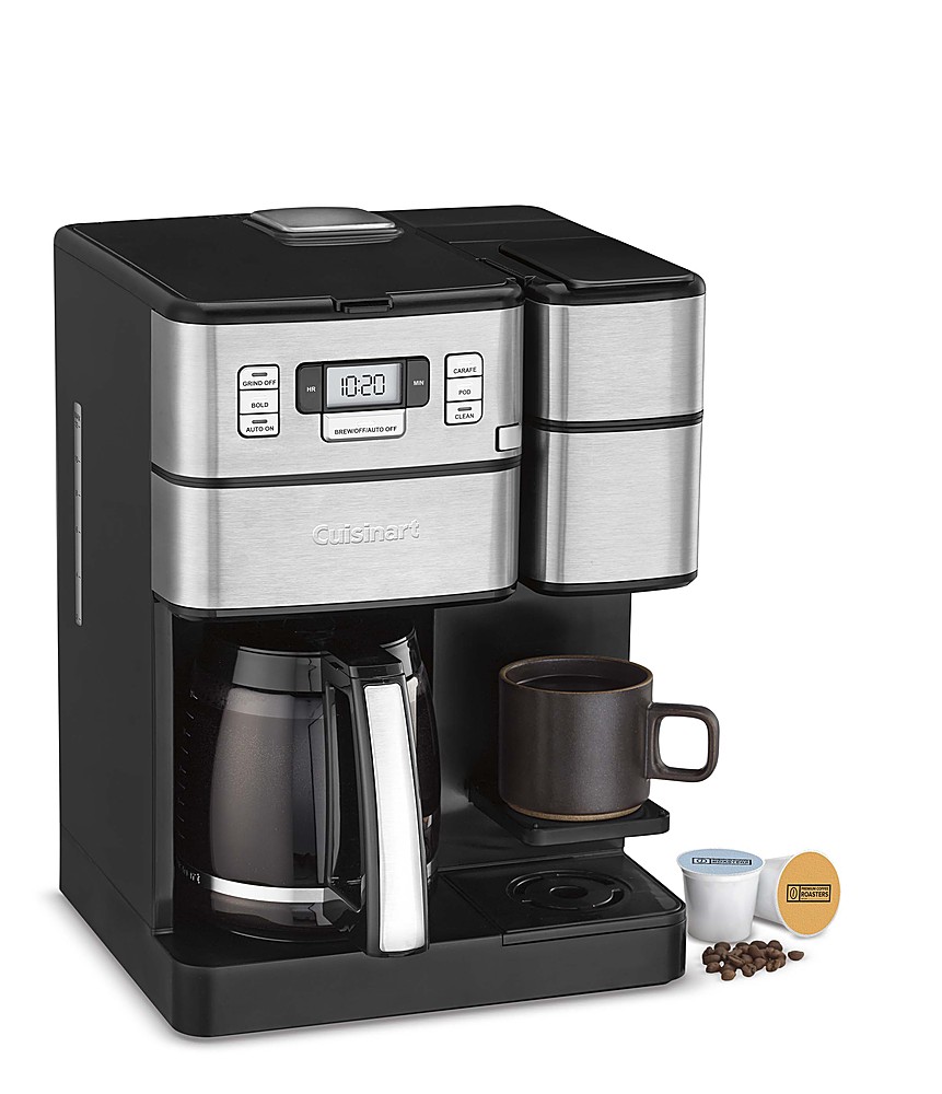 Best Buy: Cuisinart Coffee Center Grind & Brew Plus 12-Cup Coffee Maker  with Carafe and Single Serve Brewer Black Stainless SS-GB1