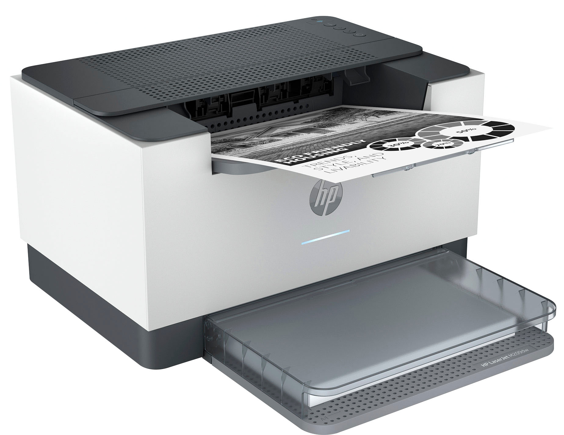 Angle View: HP - LaserJet M209dw Wireless Black-and-White Laser Printer - White & Slate