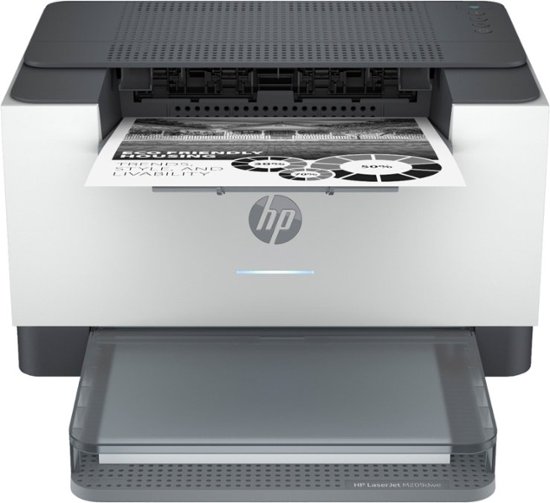 Front Zoom. HP - LaserJet M209dwe Wireless Black-and-White Laser Printer with 6 months of Toner through HP+ - White & Slate.