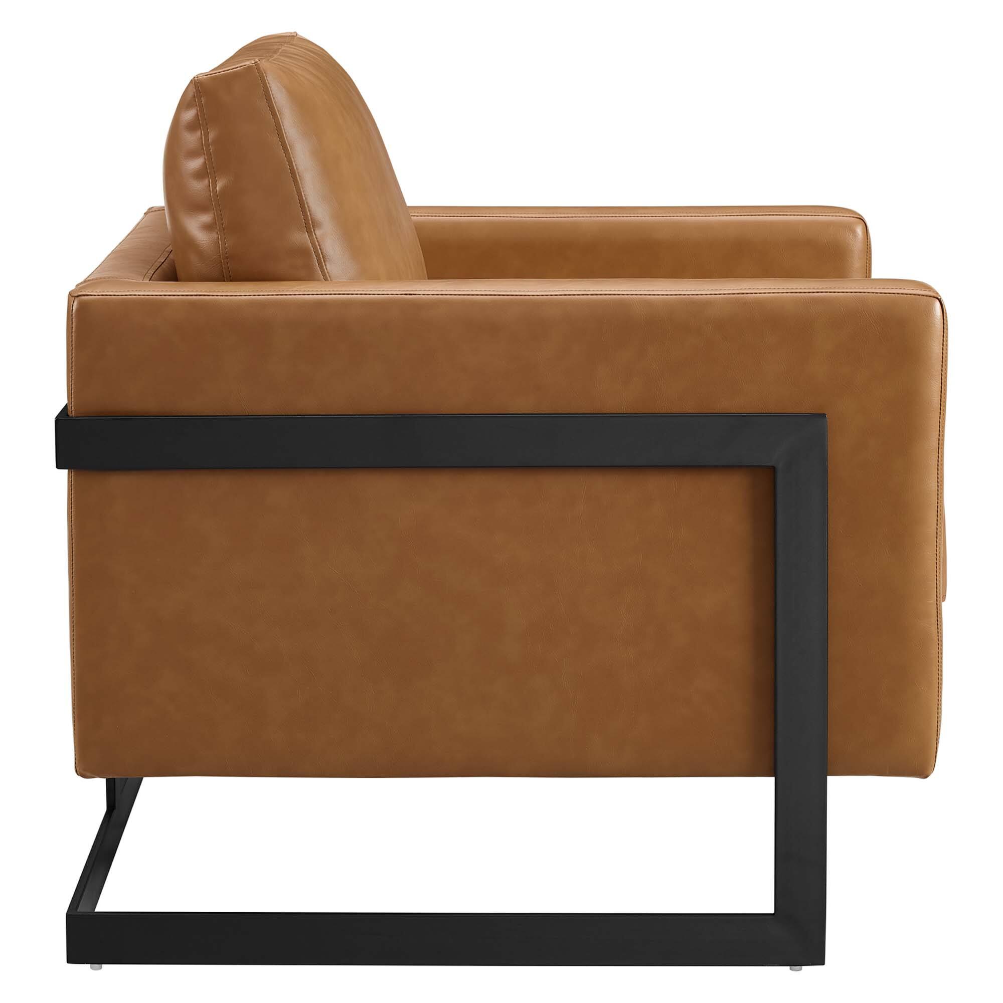 Alt View 1. Modway - Posse Vegan Leather Accent Chair by Modway - Black Tan.