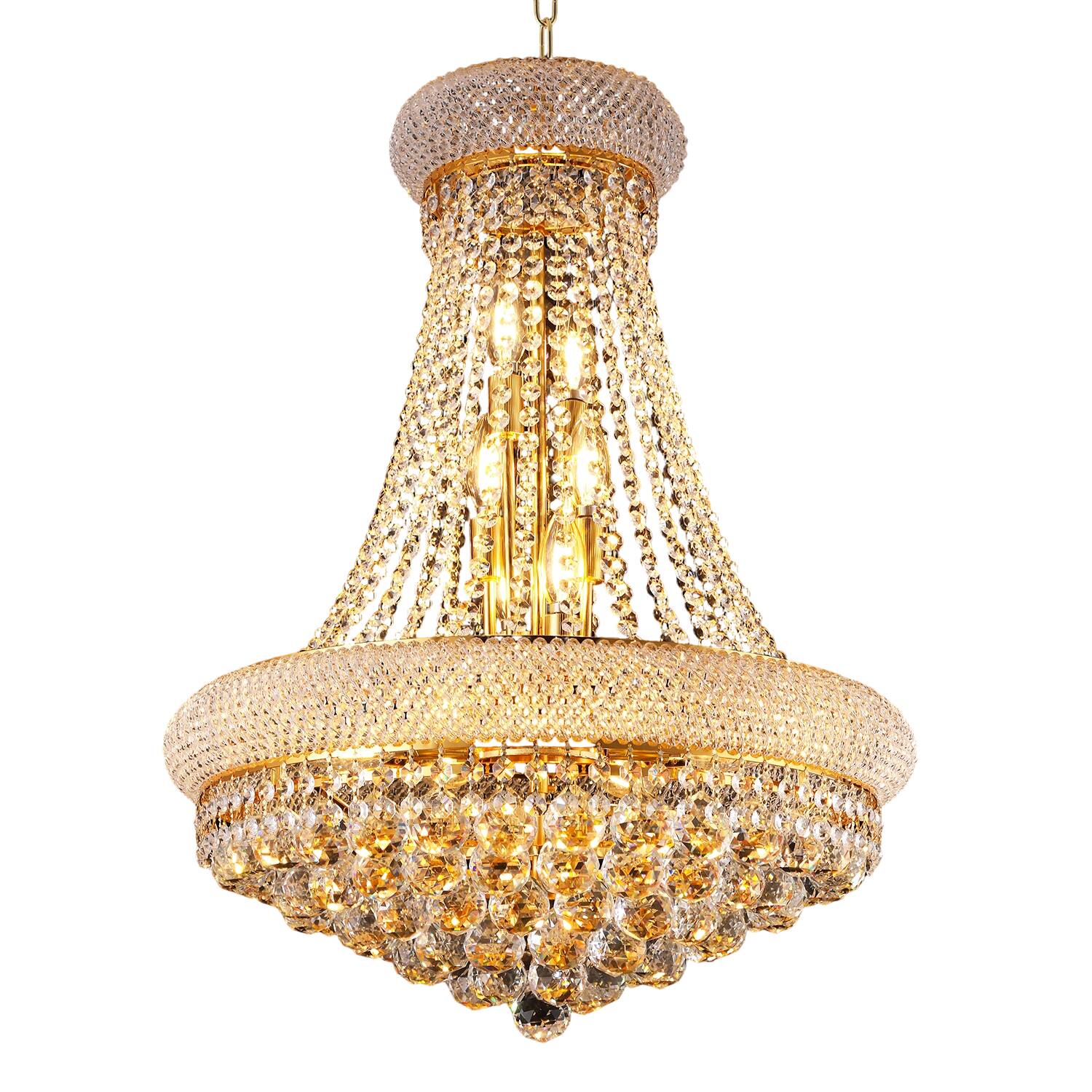 Alt View 3. Boyel Living - 24 Inch Gold Crystal Chandelier 12 Light French Empire Style Ceiling Light with LED Bulbs 3000K Warm Light.
