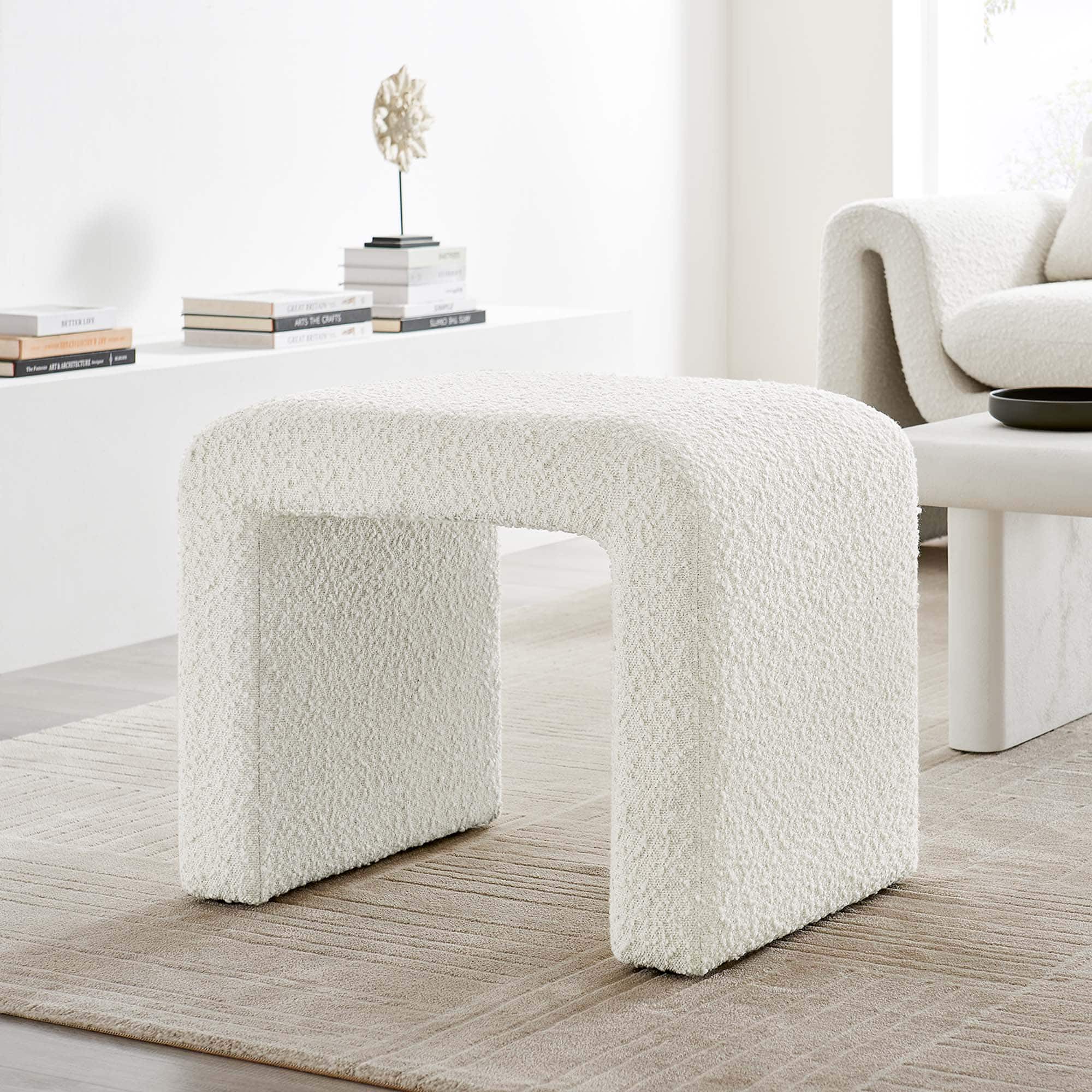 Simba Boucle Fabric Waterfall Stool by Modway - Ivory