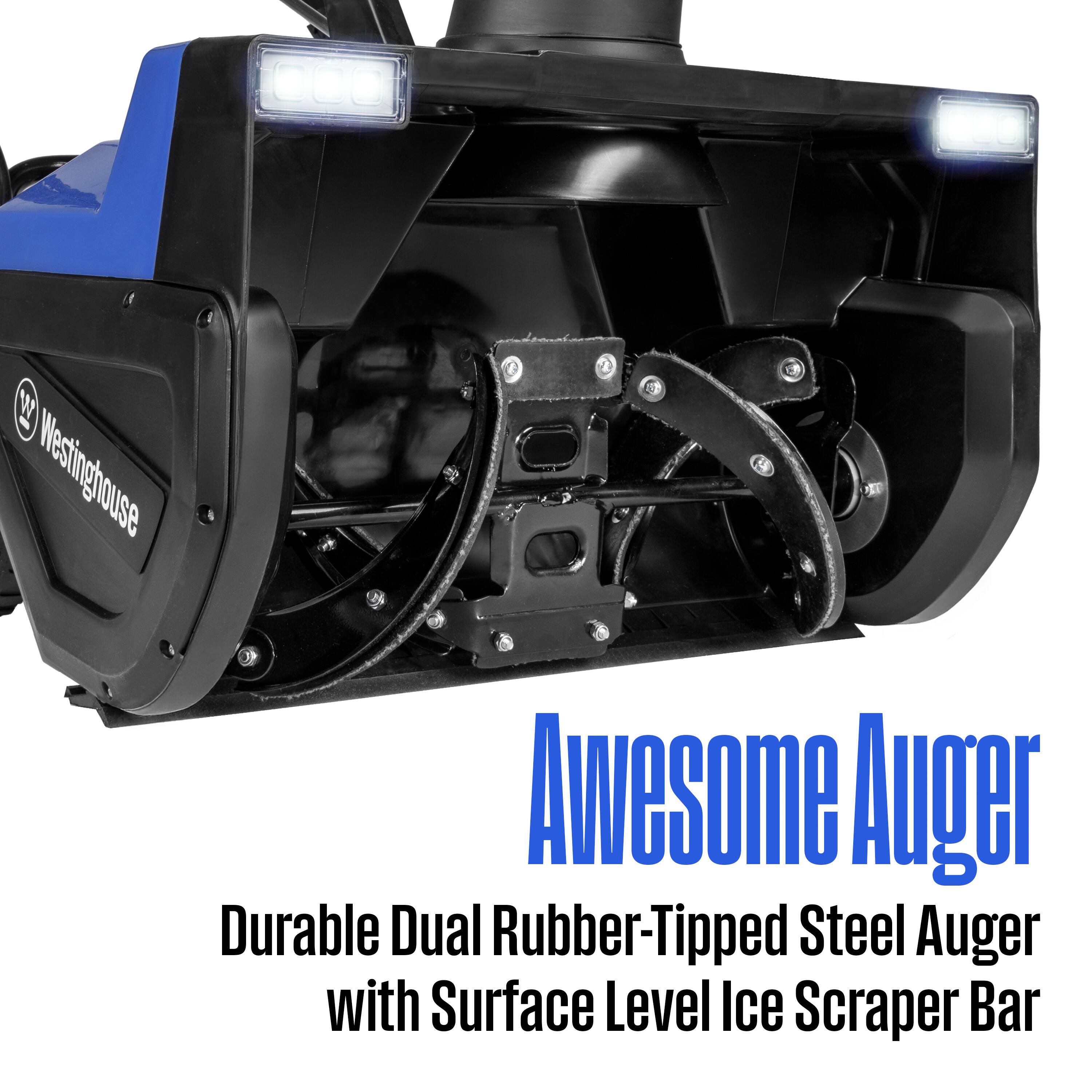 Westinghouse Awesome Auger Durable Dual Rubber-Tipped Steel Auger with Surface Level Ice Scraper Bar