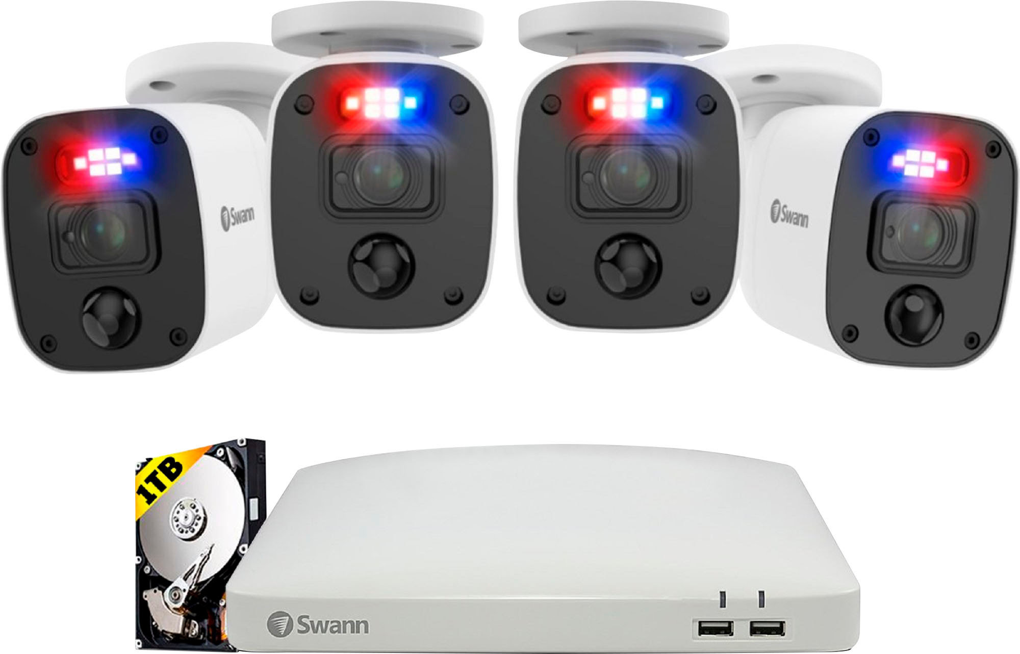 Swann 8-Channel, 4-Camera Indoor/Outdoor Wired 1080p 1TB DVR Security Camera System White SWDVK-84680W4SQ-US - Best Buy