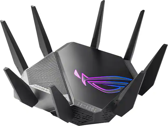 Front. ASUS - GT-AXE11000 Tri-band WiFi 6E (802.11ax) Gaming Router - Black.