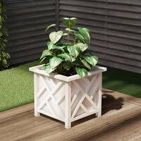 Nature Spring Square Planter Box, White Lattice - White - Alt_View_Standard_11