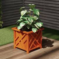 Square Planter Box- Terracotta Colored Lattice Container for Flowers & Plants for Patio & Porch Use by Nature Spring - Terracotta - Alt_View_Standard_11