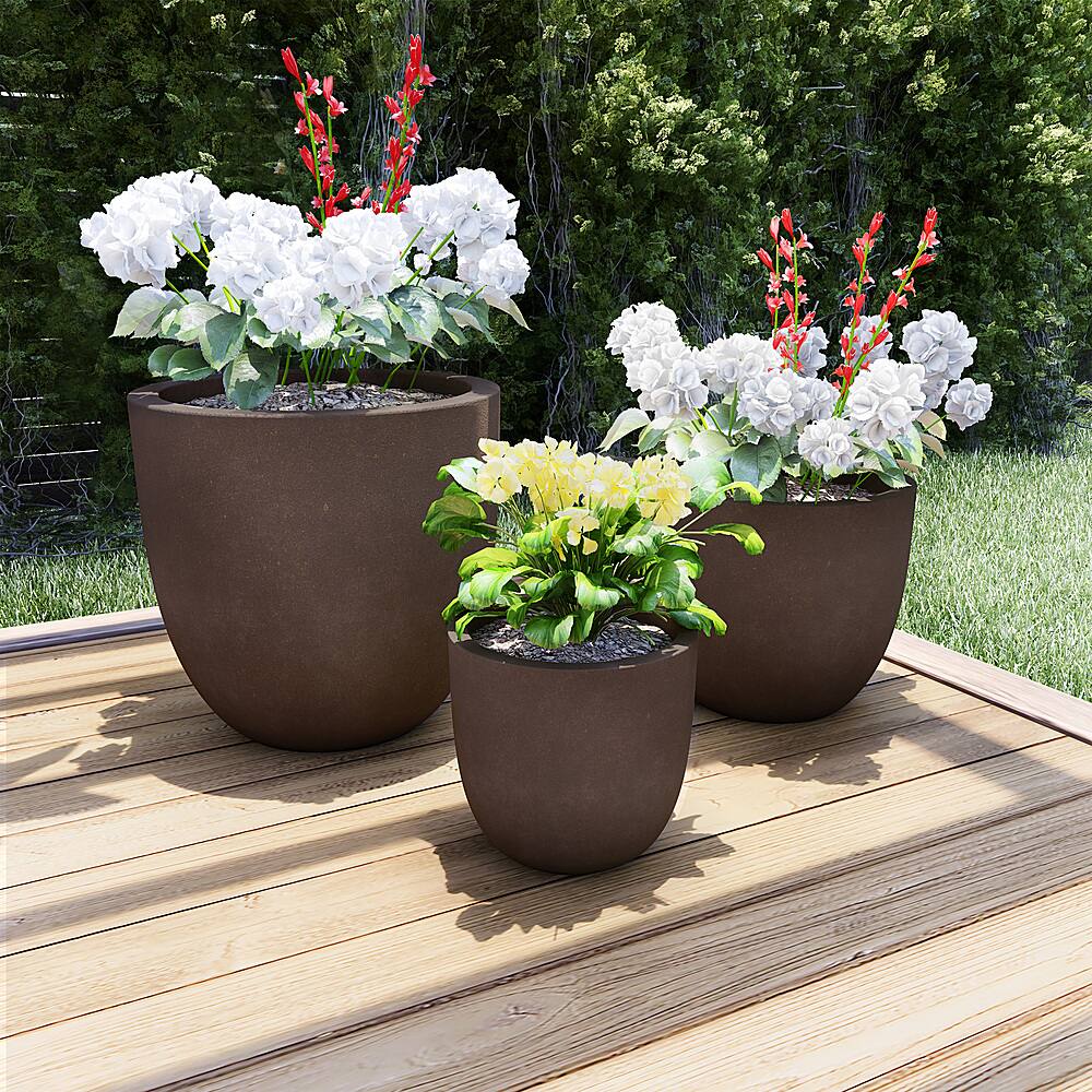 Nature Spring – 3-Piece Set Clay Planters (Brown) - Antique White - Alt_View_Standard_11