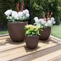 Nature Spring – 3-Piece Set Clay Planters (Brown) - Antique White - Alt_View_Standard_11