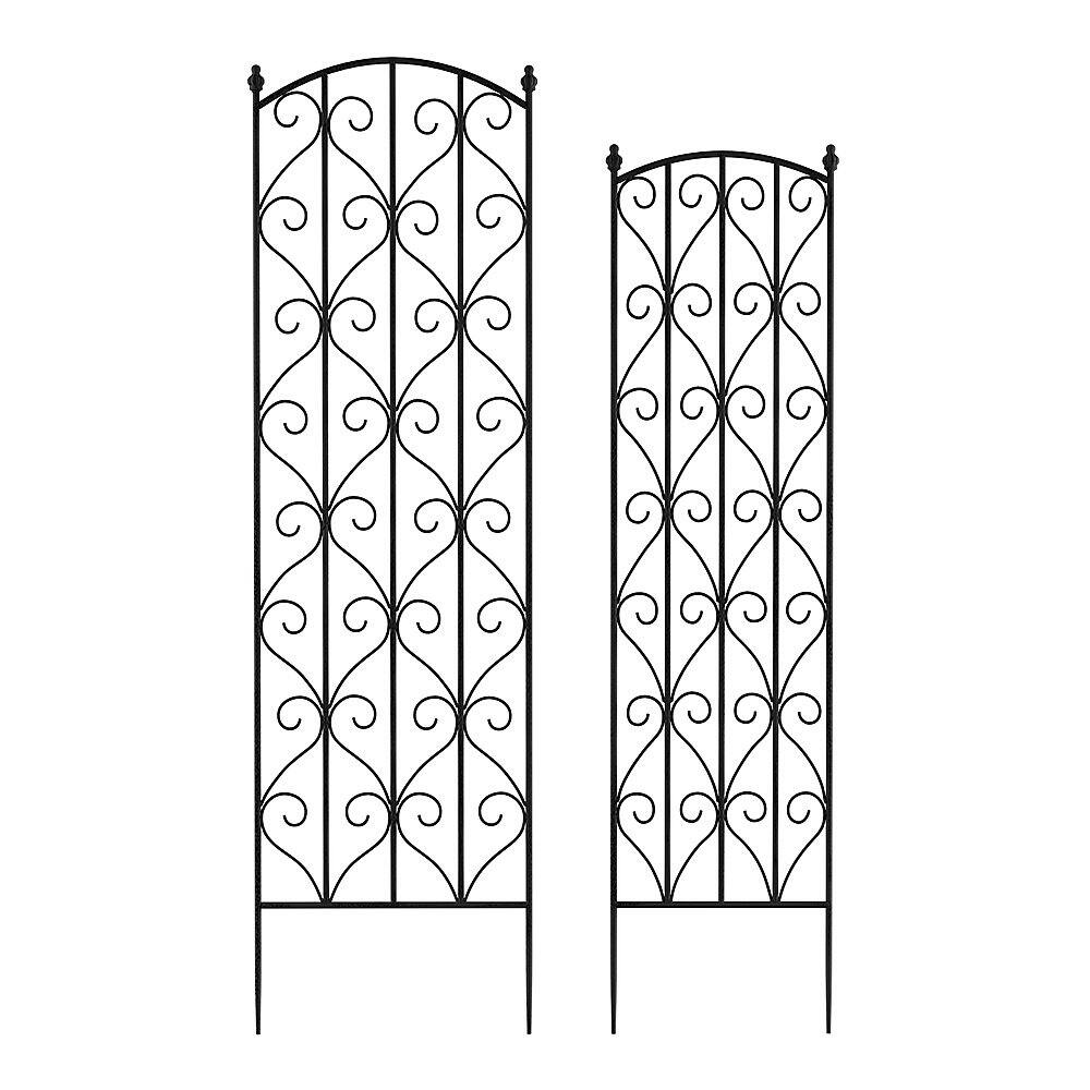 Alt View 11. Nature Spring - Garden Trellis- For Climbing Plants-Set of 2- Metal Panels with Decorative Scrolls - Black.