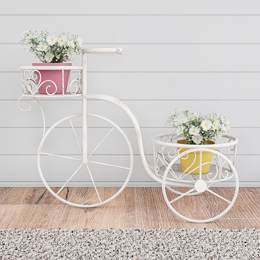 Nature Spring Tricycle Two Plant Stand - Antique White