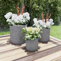 Nature Spring – 3-Piece Set Clay Planters (Gray) - Marbled Gray - Alt_View_Standard_11