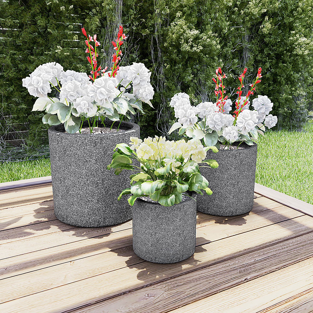Nature Spring – 3-Piece Set Clay Planters - Marbled Gray