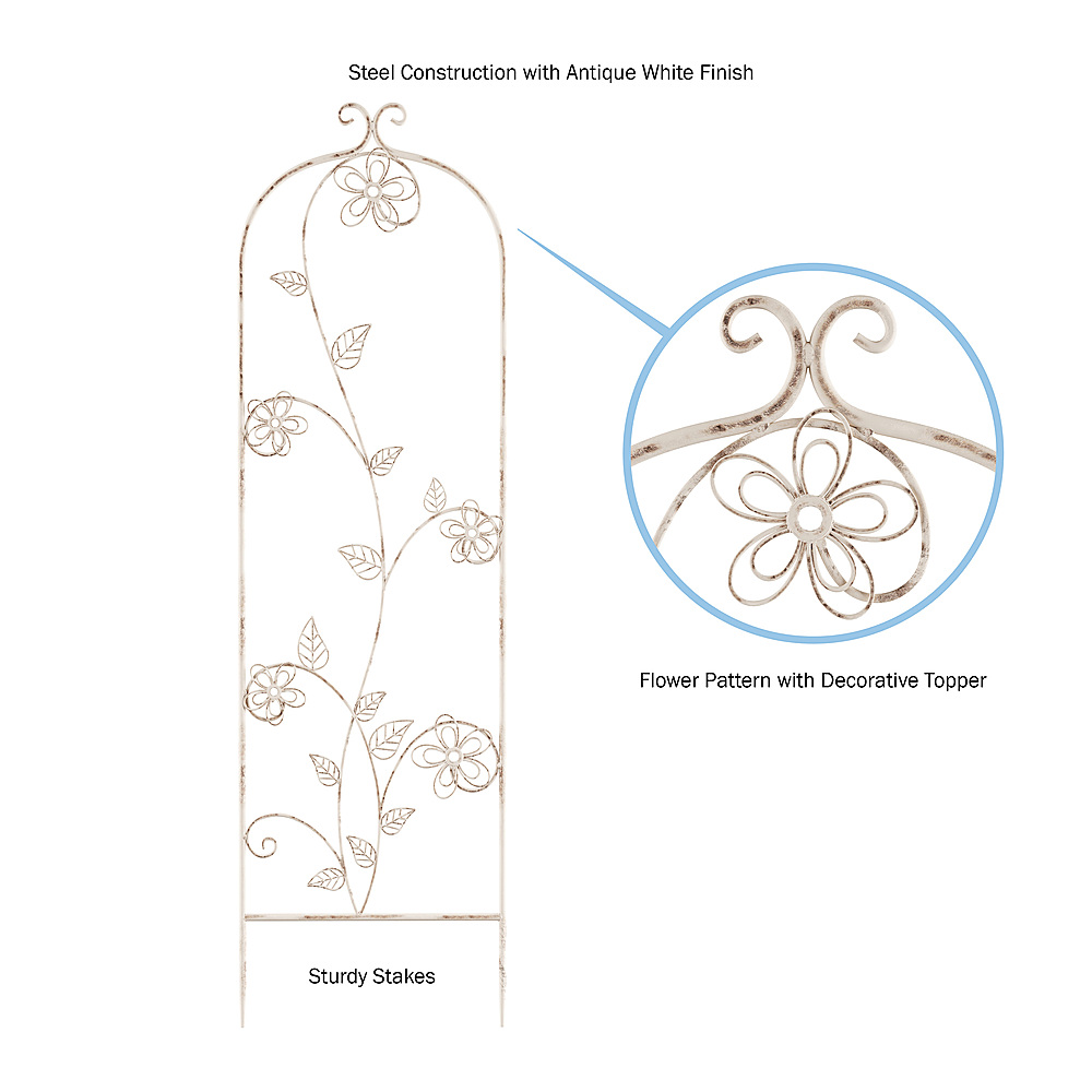 Garden Trellis- For Climbing Plants- Decorative Flower Stem Metal Panel ...