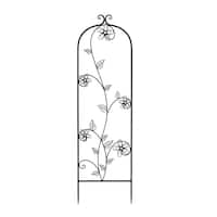 Garden Trellis- For Climbing Plants- Decorative Curving Flower Stem Metal Panel by Nature Spring (Black) - Black - Alt_View_Standard_11