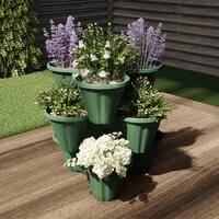 Nature Spring 3-Tier Stacking Planter Tower, Green - Hunter Greeen - Alt_View_Standard_11